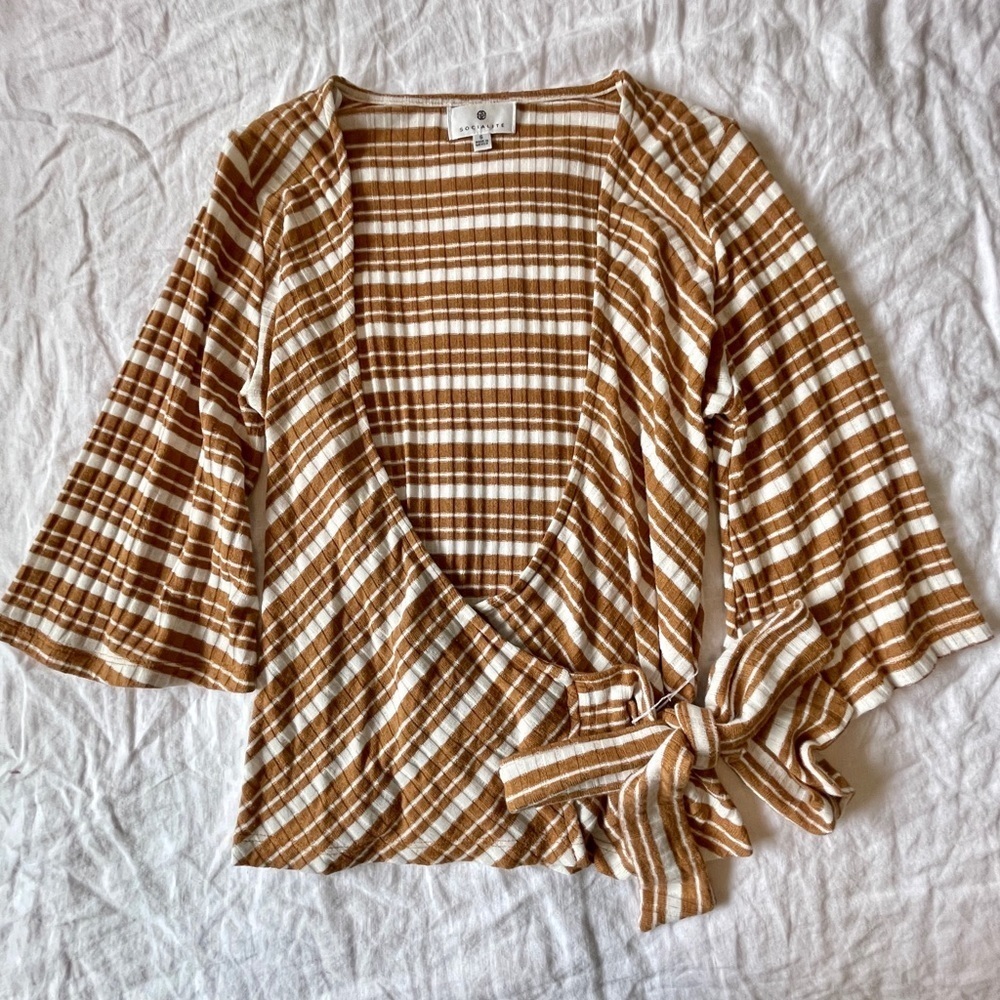 Socialite Ribbed Wrap Top - Picture 3 of 11